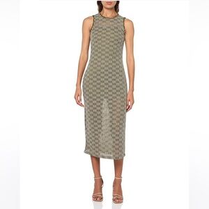 Steve Madden Nyssa Textured Sleeveless Crochet Knit Dress, Olive Green, NWT